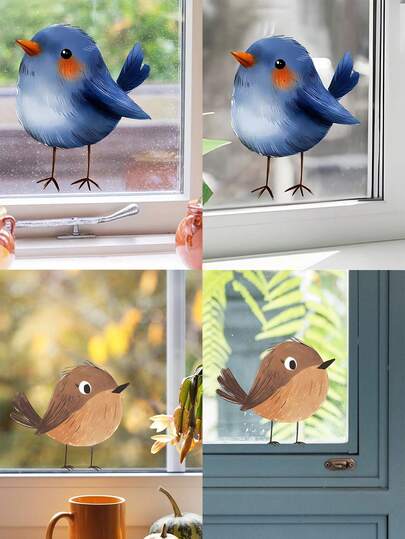 1 pièce Décalcomanie brillante en PVC avec un joli oiseau bleu pour portes en verre et panneaux de verre de la maison, pour application et décoration