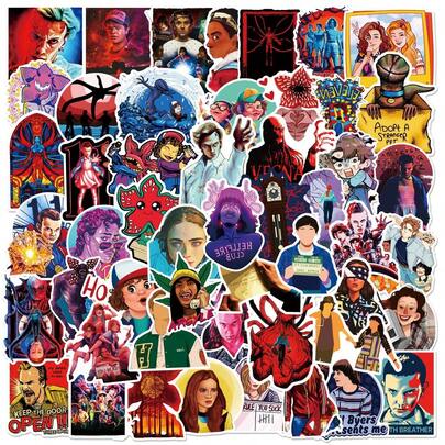 50pcs/Set 2026 Stranger Things TV Series Graffiti Stickers | Best Birthday Party Gift | Waterproof Decorative Stickers Suitable For TV Show Fans, Students, Party DIY, Accounting Materials, Theme Party Essential, Student Party Economical Product