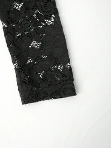 Đầm ren phối màu tương phản, thắt eo dành cho nữ - màu đen - Xem 7