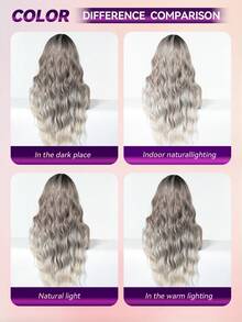 Perucă lungă cu onduleuri 13x4 HD, cu dantelă frontală, 28 de inci, maro, negru, ombre, culoare mixtă, sintetică, fabricată la mașină, rezistentă la căldură, pentru cosplay și festivaluri de muzică - Evidențierea maro - Vizualizare 9
