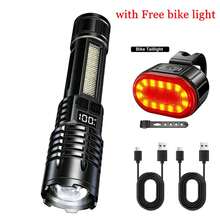 High-Power LED Flashlights With Display Screen, Zoomable Flashlight, Portable Rechargeable Lamp With SOH2 Emergency Side Light - With European Plug - View 11