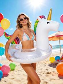 Inflatable Unicorn Swimming Pool Float Ring, Thick PVC Adult Swimming Ring Water Entertainment Inflatable Unicorn Float Ring, Beach Essential, Swimming Pool And Beach Fun, Summer Essential, High Quality Water Game Supplies - Multiple Styles - View 2