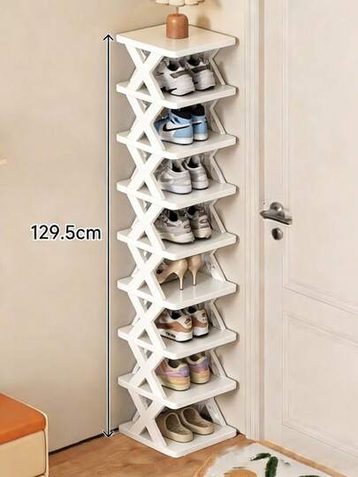 9-Tier Narrow Shoe Rack, Space-Saving Shoe Cabinet, Suitable For Entryway, Closet, Hallway, DIY Independent Shoe Organizer, Easy Assembly, Sturdy Structure, Black & White Options, Plastic Material, Consumable, Christmas Gift, Black Plastic Shoe Rack, Gift (2/3/4/6/8/9 Tiers)