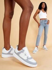 BAOLIANGXIONG Lady's Sneaker Walking Style Shoes  Women's Casual Shoes Outdoor White Gray Tennis Sneakers - Trắng xám - Xem 8