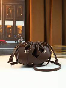 2026 New Fashion Woven Cloud Pleated Handbag, Shoulder Bag For Women - Coffee - View 12