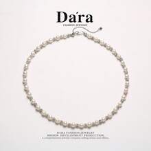 DARA 6-7毫米养殖淡水珍珠项链，搭配S925银心形可调节链条，附赠精美礼盒，轻盈优雅，跨境热销，适合馈赠或自用。 - 白色 - 查看 1