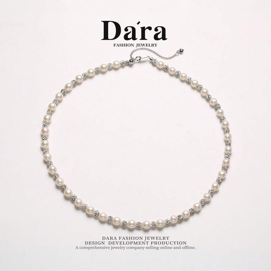 DARA 6-7毫米养殖淡水珍珠项链，搭配S925银心形可调节链条，附赠精美礼盒，轻盈优雅，跨境热销，适合馈赠或自用。 - 白色 - 查看 1
