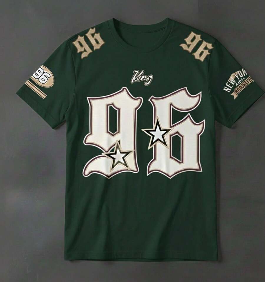 Unisex T-Shirt Streetwear New York King 96 Street Style Stylish Printed Shirt For Men And Women - 100% Cotton Promotion Free Fast Shipping - 墨綠色 - 查看 1