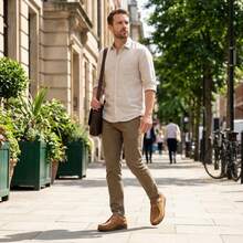 Sapatos Casuais e de Negócios em Couro Legítimo, Parte Superior em Pele de Porco com Sola Antiderrapante, Adequado para Ocasiões Casual Business no Outono/Inverno, Fácil de Limpar - caqui - Visão 6