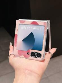 1pc Fashion Simple Matte PC Material Simple And Cute Pink Love Element Folding Phone Case, Can Protect And Prevent Falling For: SamsungGalaxy Zflip 3/Zflip 4/Zflip 5/Zflip 6/Zflip 7/ Find N3 Flip/ Razr 50 Ultra/ Razr 60 Ultra/ 60/ Lola Razr 50/XiaomiMIX Flip/Galaxy Z Flip7 FE - Pink - View 4