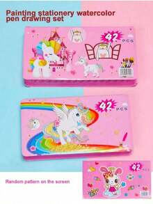 1 Set 208pcs/42pcs Student Art Tool Combination Set, Washable Paint Brushes And Watercolor Pens (Pattern Accessories Color Random, Not Limited To Styles Shown In Image, Product Does Not Include Drawing Paper) Beginner Art Set, Christmas Gift, Back To School Gift, Graduation Gift, School Supplies, Home Party Small Gift - Multicolor - View 6