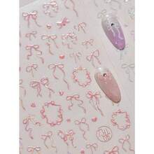 1pc 5D Crystal Diamond Nail Sticker, Pink Swan Flower Frame Butterfly Pattern, Self-Adhesive Nail Art Sticker, Cute DIY Decorative Accessory Nails Nail Stickers - 多色-3 - 查看 6
