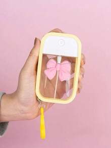 1pc Portable Card-Style Refillable Mist Spray Bottle, Minimalist Cute Multi-Color Card-Type Bottle, Dopamine Silicone Protective Case, Fine Mist Alcohol Hand Sanitizer, Travel Pocket Storage, Detachable Mini Perfume Bottle, 50ml, Valentine's Day/Halloween/Christmas Gift, Home Bathroom Decor, Autumn Decor, Back To School Gift - Pink - View 4