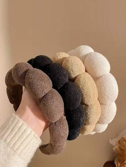 4pcs/Set Women's Elegant Sweet Solid Color Padded Headbands For Autumn/Winter, Forehead Washing, Hair Styling, Suitable For Photography, Fashion Daily Wear, Travel