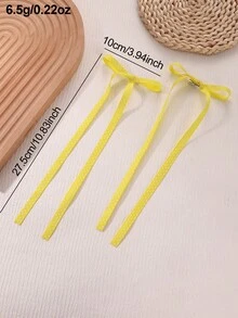 2个女士时尚优雅黄色波点蝴蝶结发夹，适合日常佩戴、春夏派对和外出活动 - 黃色 - 查看 5