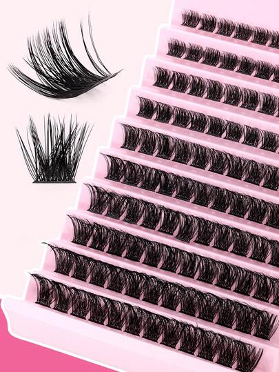 ARISON 120PCS T50 DIY假睫毛 8-16mm 混合条纹睫毛 猫眼睫毛 睫毛刷 睫毛簇