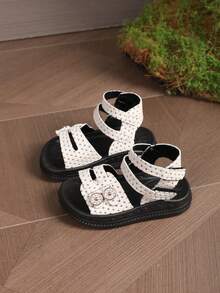 Giày sandal cao cổ thời trang cho trẻ sơ sinh, có khóa dán và dây xích kim loại đan chéo. - Màu be - Xem 2