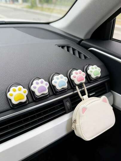 5 piezas Ganchos pequeños colgantes con forma de pata de gato, ganchos adhesivos pequeños y resistentes para decoración y almacenamiento en el automóvil