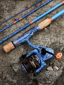 BILLINGS 4-Piece Carbon Fiber Fishing Rod & Reel Combo Set, Includes Spinning Reel And Baitcast Reel, Suitable For Saltwater And Freshwater Fishing - Multicolor - View 7