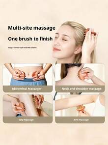 1pc Massage Tickle Relieve And Relax Head Massage Tool Natural Sandalwood Wide Toothed Comb With Scalp Massage Function, Compact, Portable And Durable - Multicolor - View 5