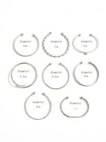 Bộ 8 vòng tay xoắn đính đá lấp lánh tối giản thời trang, bộ vòng tay khắc hình ngôi sao nhiều họa tiết dành cho nữ. - Bạc - Xem 5