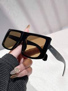 1 pieza Gafas de moda para hombre, nuevo marco cuadrado de alta calidad, versátil, estilo callejero, pasarela, uso diario, fiesta, salida, vacaciones - Multicolor - Ver 2