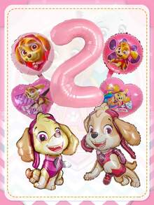 Paw Patrol Skye Themed Pink Aluminum Foil Balloons Set – 1-9 Number Balloons, Heart & Paw Print Balloons, 2 Styles Of Skye Character Balloons – Reusable Mylar Balloons For Birthday Party, Event Decorations, Photo Booth Props – High-Gloss, Party Supplies Ideal For Theme Celebrations & Shop Displays - Skye Balloon - View 4