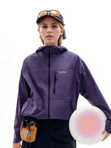 Áo khoác chống nắng nhẹ, thoáng khí dành cho nữ, chỉ số chống nắng UPF50+, 3 túi khóa kéo, thiết kế có mũ trùm đầu, áo khoác đi bộ đường dài mát mẻ cho mùa xuân và mùa hè. - Màu tím - Xem 4