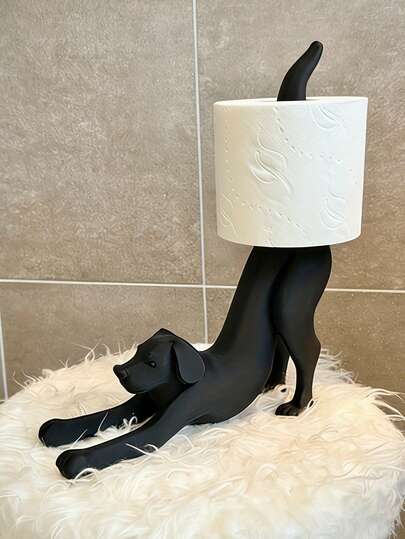 1个趣味狗狗纸巾架，造型奇特的浴室厕纸架，创意家居装饰桌面摆件，可伸缩狗狗厕纸架