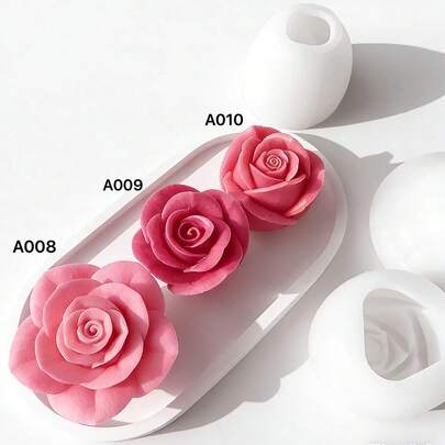 Rose Flower Shaped Silicone Mold For Scented Candle, Handmade Flower Resin Mold For Soap, Wax Melts, Plaster Fragrance Stone, Home Decor