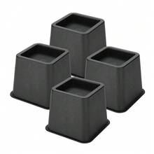 4 X 3" Heavy Duty Bed Chair Risers | Furniture Leg Lift Raisers Stand - Black - View 11