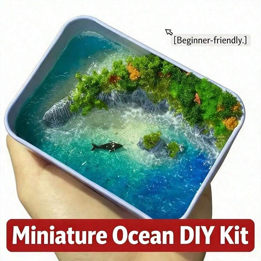 DIY Peninsula Iron Box Miniature Ocean Landscape Handmade Model Seascape Set Material Kit Micro Landscape Decor - Multicolor - View 1
