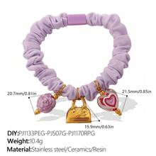 QASW European And American Cross-Border Color Small  Pleated Hair Ring Exquisite High-End DIY Pendant Decoration Girl's Heart Hair Rope - FQ01PE-pJ1133PEG-pJ507G-pJ1170RPG - View 7