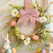 Easter Mini Wreath For Cabinets Festive Colorful Eggs Bow Hanging Garland For Fireplace Front Door Kitchen Decor - Multicolor - View 4