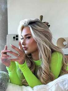 性感女士内衣，蕾丝连体袜，均码，异域风情舞者舞蹈服，加大码渔网网眼 - 果綠 - 查看 3