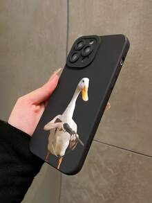 1pc Funny Duck Holding Gun Eye Camera Lens Protective Black TPU Soft Phone Case Compatible With Apple 16 Pro Max, 15, 14, 13, 12, 11 Pro Max, Plus, Mini, XR/X/XS Max/17/Air/17Pro/17ProMax And Other Models, Suitable As Gift For Friends - Multicolor - View 4