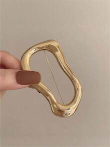 1pc Vintage Geometric Asymmetrical Shape Brooch, European & American Style For Party, Banquet, Vacation, Daily Wear, Suit, Coat Decoration - Gold - View 9