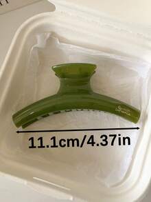 2个/1个女士绿色和棕色轻便塑料发夹，时尚百搭优雅简约纯色发爪，适合日常休闲、派对、通勤、海滩、丸子头、马尾辫、洗脸、化妆、服装配饰（单面字母标签）夏季发饰沙滩发夹度假 - 彩色 - 查看 2