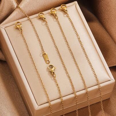 5件套不锈钢时尚延长链，带吊牌和龙虾扣，适合DIY珠宝配饰制作，包括项链和手链。