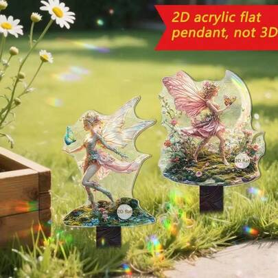 2D Acrylic Fairy In Flower Garden Outdoor Lawn Decor