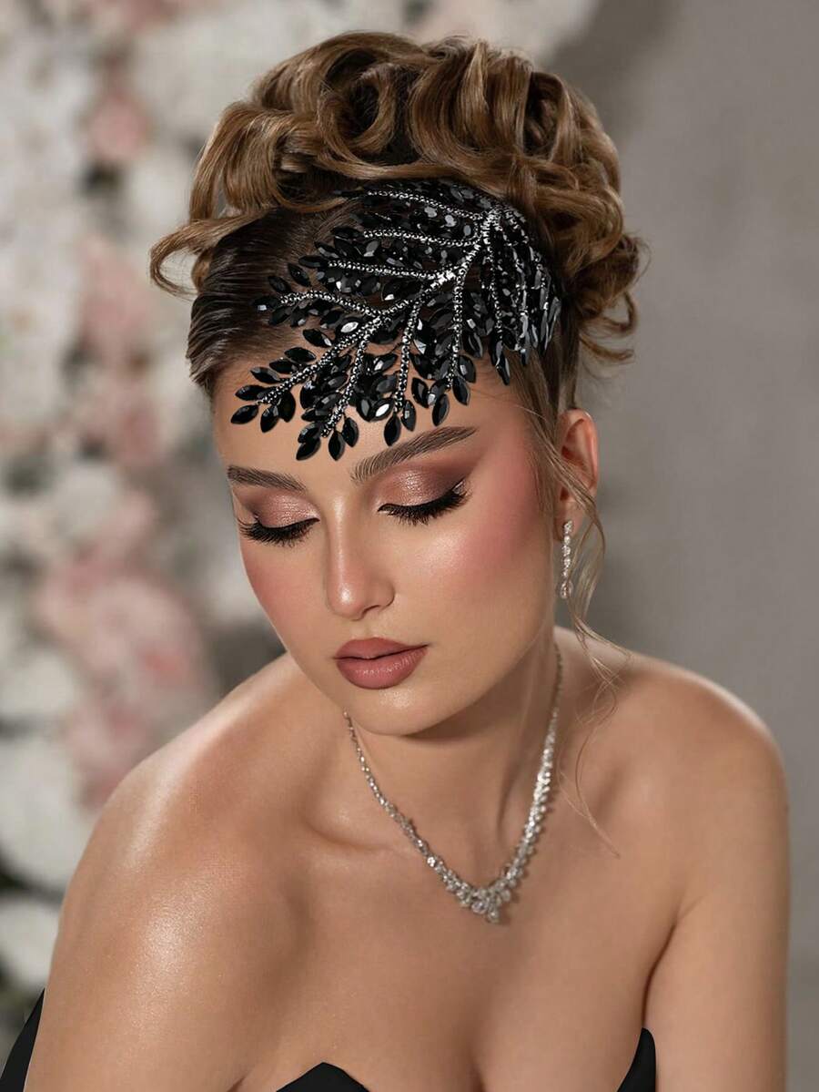 1pc Elegant Handmade Full Crystal Headband, Bridal Hair Accessory For Wedding, Holiday Party, And Daily Wear