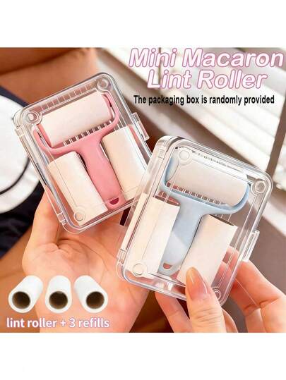 Juego portátil de mini rodillos quitapelusas - 1 mango de rodillo + 3 rodillos de repuesto, adhesivo fuerte adecuado para eliminar el pelo de mascotas, fácil de usar, mango reutilizable, sin necesidad de energía para mascotas/ropa/alfombras/asientos de coche, esencial para los propietarios de mascotas