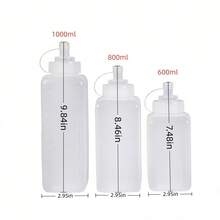 1pc Squeeze Sauce Bottle! Leak-Proof Design + Clear Measurement Scale, With Lid Seasoning Bottle, Suitable For Grilling, Salad And Baking - 0.6L/0.8L/1L (20oz/27oz/33oz) - Transparent White - View 9