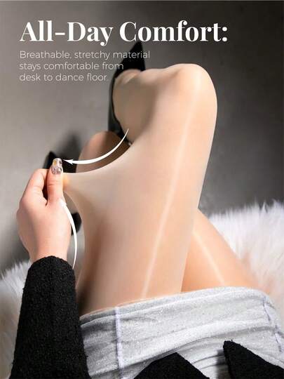 1pc Women's Ultra-Thin Sexy Glossy Horse Oil Pantyhose, Comfortable Breathable Non-Stuffy, Slimming Shaping Tight Pants, Suitable For Spring/Summer Daily Wear, Music Festivals, Nightclub Parties