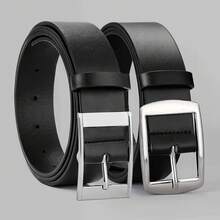 1pc Men's Fashionable Versatile Black Leather Belt - Black - View 5