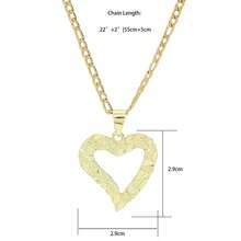 Mặt dây chuyền hình trái tim mạ vàng 14k, họa tiết khối bánh quy, unisex, thiết kế hip hop độc đáo, kèm dây chuyền phẳng bằng thép không gỉ 3mm. - trái tim - Xem 15