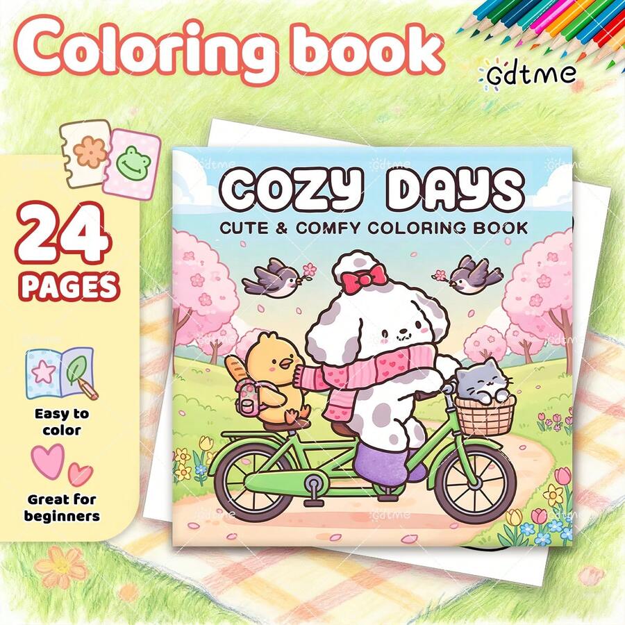 GDTME Tempo Confortável: Livro de Colorir de Padrão Simples e Ousado para Adultos e Crianças, Livro de Pintura Fofo, Ideal para Páscoa, Dia das Mães, Festa de Natal, Halloween e Presentes de Aniversário - Cenas de Colorir Relaxantes: Adequado para Amigos que Gostam de Colorir e Voltar às Aulas (Espaço Confortável para Colorir)