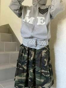 女士爱心波点连帽拉链卫衣 春季款 - 灰色 - 查看 5