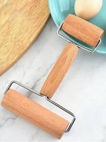 1pc Wooden Rolling Pin With Dual Rollers | Integrated Large & Small Roller Design, Precise Markings, Easy To Knead And Roll, Great Baking Kitchen Assistant - View 5