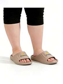 Chanclas para mujer con masaje de rayas, zapatillas de ducha suaves y ligeras, sandalias de suela gruesa con punta abierta - Marrón - Ver 6